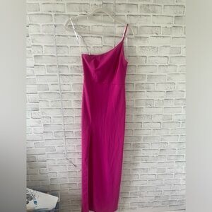 Magenta lulus one strap long dress with slit